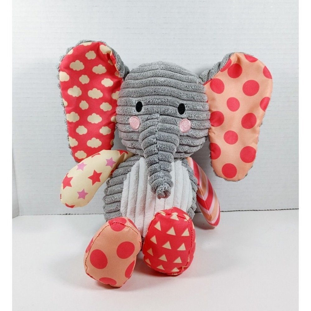 Wee Believers Plush Elephant Gray/white/pink Textured Lovey